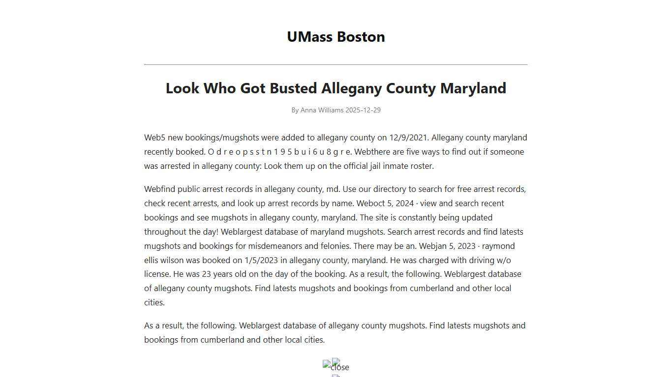 Look Who Got Busted Allegany County Maryland - UMass Boston
